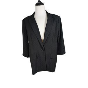 New York Clothing Co. Women's Medium Black Light Weight Blazer Jacket 3/4 Sleeve